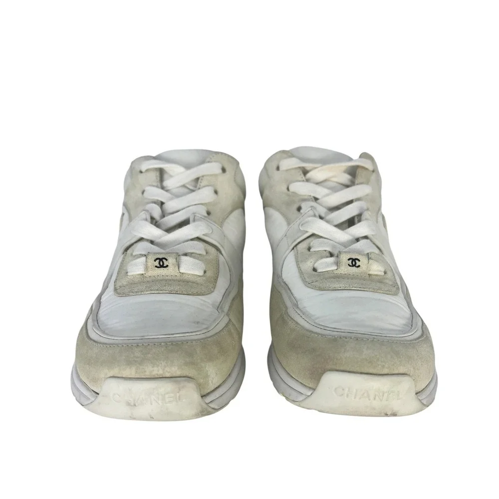 Chanel 2020 CC Logo Mixed Media Suede Leather Chunky Sneakers Size 41